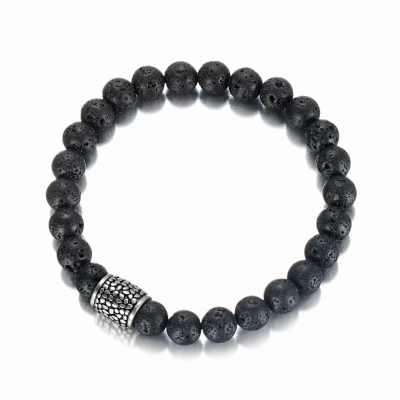 Lava stone beads bracelet with accessory