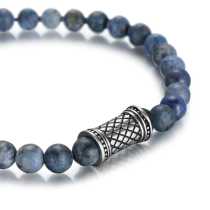 6mm dumortierite nature stone bracelet with stainless steel accessories