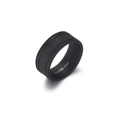 Reptile Style Black Stainless Steel Ring