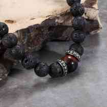 Men's Beaded Bracelet with Lava Stone