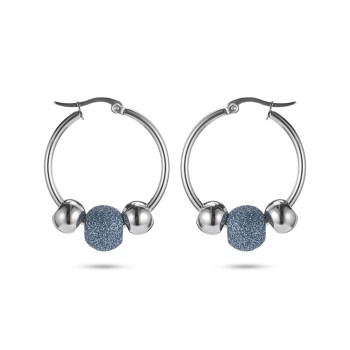 Blue Silver Hoop Earrings