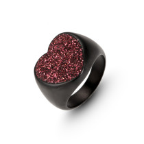 Ruby Heart Black Ring