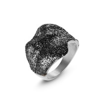 Black Silver Wavy Ring