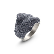 Blue-gray Silver Wavy Ring