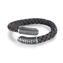 Gray Woven Leather Bracelet