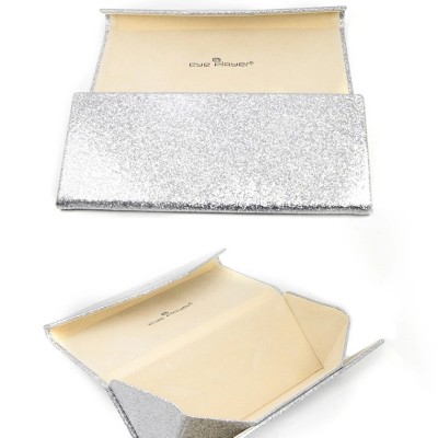Wholesale New Fashion design Easy to carry and Folding Silver Cardboard Eye Glasses Case
