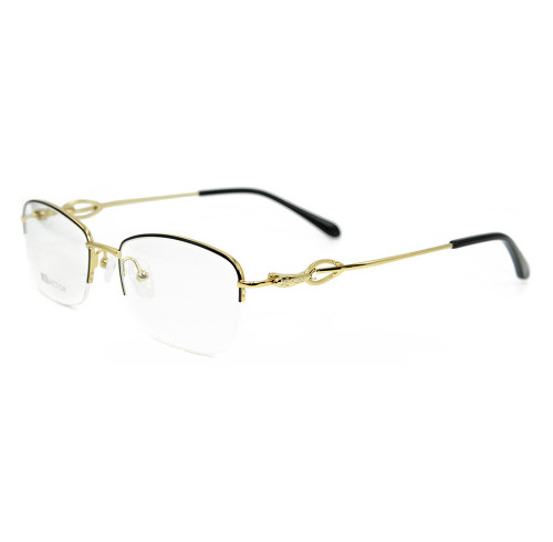 Toptan En kaliteli yarım çerçeve gözlük bayanlar için moda metal Altın Optik gözlük Çerçevesi
