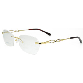 Wholesale new model fashion design rimless eyewear metal Gold Optical glasses Frame for Women