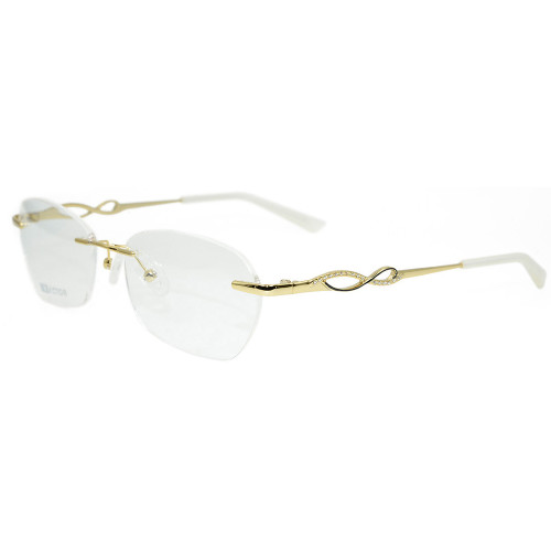 Marco al por mayor de los vidrios ópticos del oro del metal de las gafas sin montura del diseño de la moda del nuevo modelo para las mujeres
