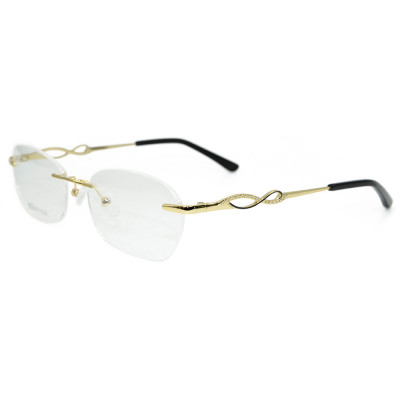 Wholesale new model fashion design rimless eyewear metal Gold Optical glasses Frame for Women