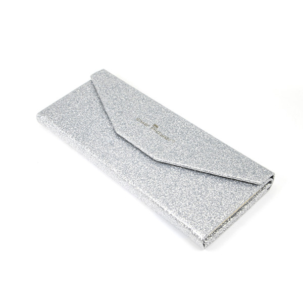 Wholesale New Fashion design Easy to carry and Folding Silver Cardboard Eye Glasses Case