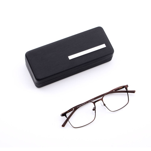 Caja de caja de caso de gafas de sol de hierro PU gafas de sol de material de dibujo de alto grado de fábrica de alto grado personalizado