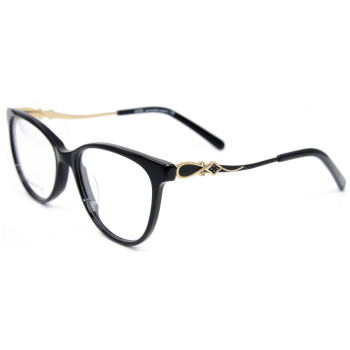 Latest fashion custom durable metal diamond eyewear acetate optical eyeglasses frames for women