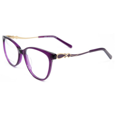 Latest fashion custom durable metal diamond eyewear acetate optical eyeglasses frames for women