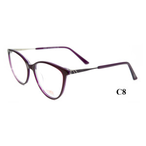 Latest model hot sale vogue cat eyeglasses thin Acetate metal diamond optical frames for women