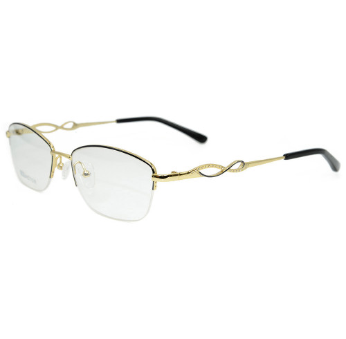 Üst satış yeni moda stil elmas halfrim gözlük çerçeveleri kadın için metal optik gözlük çerçevesi