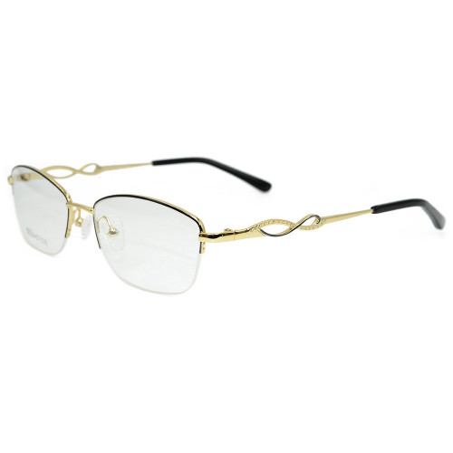 أعلى بيع الأزياء نمط جديد الماس halfrim النظارات إطارات النظارات البصرية إطار معدني للمرأة