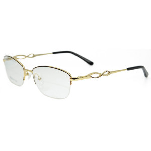 Top vente nouvelle mode style diamant halfrim lunettes cadres en métal optique lunettes cadre pour femme