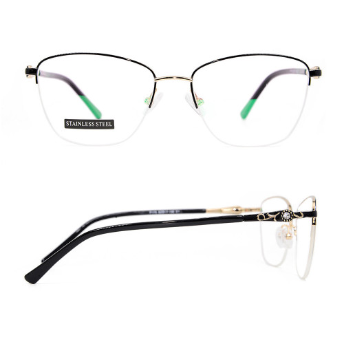 Dernière top vente motif floral lunettes cadre diamant métal optique monture de lunettes pour les femmes