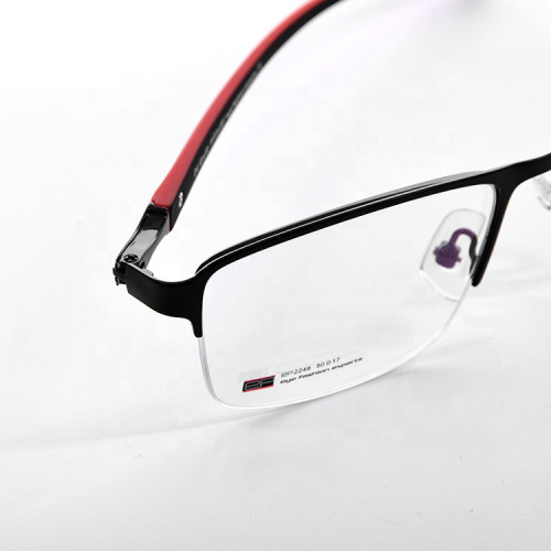 Nouveau modèle de mode de la mode halfrim lunettes de métal cadre TR90 temple optique monture de lunettes pour homme