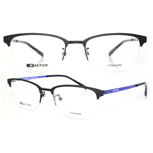 ترف الأزياء نمط جديد halfrim النظارات المعدنية التيتانيوم النظارات البصرية إطارات أفضل جودة