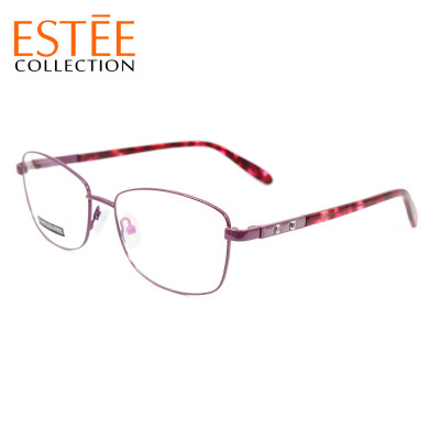 Guangzhou factory custom new Fashion metal eyewear frames acetate temple optical eyeglasses with diamond