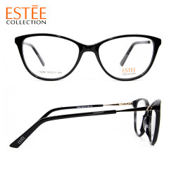 Anteojos de gato de la mejor calidad superior monturas de gafas ópticas de acetato de metal con diamantes mujeres
