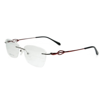 Wholesale new stock fashion design diamond spectacles metal rimless optical eyeglasses frames