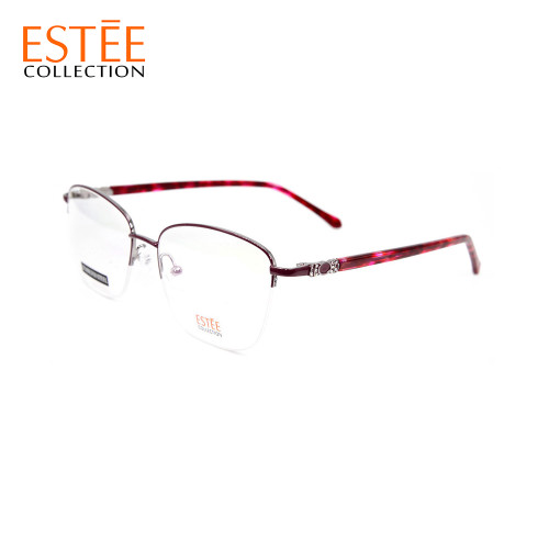 Hot sale new fashion custom Diamond eyewear frames Metal halfrim optical eyeglasses for women