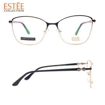 Most popular Luxury diamond spectacle frames metal acetate fashion optical eyeglasses Ladies