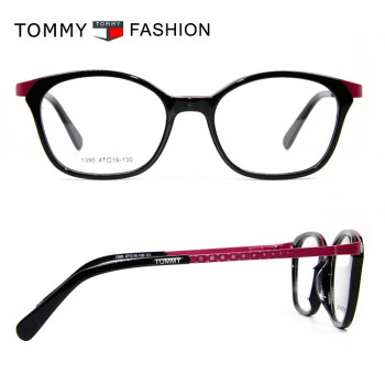 New factory custom Candy color acetate spectacles metal temple Oval eyeglasses frames children