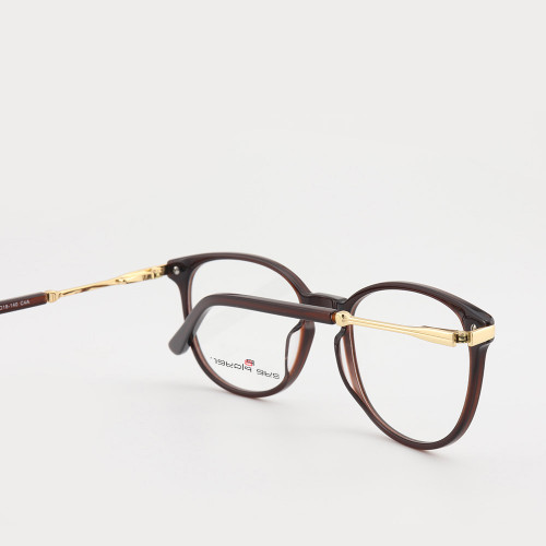Top venta nuevos diseños de lujo de moda moderna para hombre gafas redondas Montura de gafas ópticas de metal de acetato fino