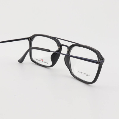 Online hot sale new stock trendy unique style eyewears double bridge TR metal optical eye glasses frames mens