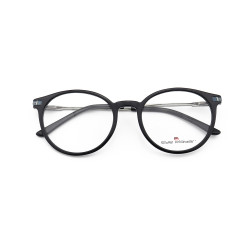 Suministro de fábrica de ZOHO LOW MOQ negocios de moda gafas de acetato redondas Marcos de gafas de metal populares para hombre