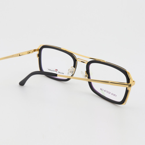 Suministro de fábrica promocional nuevos marcos de anteojos livianos de lujo para hombre gafas ópticas de puente de acetato de metal