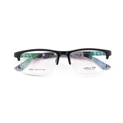 Último suministro de fábrica LOW MOQ Gafas de moda TR Plastic halfrim marcos de anteojos ópticos estilo de hombre