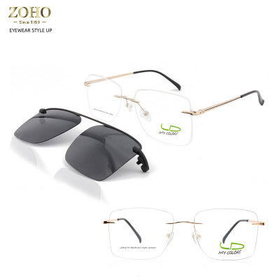 CLIP ON METAL GLASSES FRAME FOR MEN