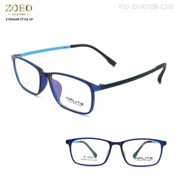 ULTEM MATERIAL OPTICAL FRAME WITH SPECIAL DOUBLE COLOR TEMPLE COLORFUL