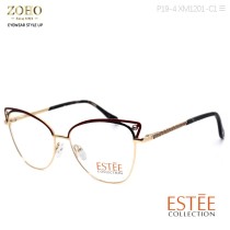 ESTEE BRAND METAL CAT EYE FRAME WITH ACETATE TEMPLE FASHION SHAPE