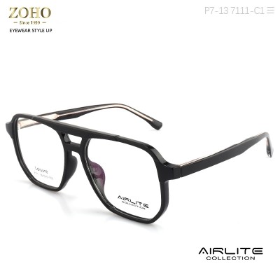 TR MATERIAL OPTICAL FRAME WITH ACETATE TEMPLE DOUBLE BRIDGE