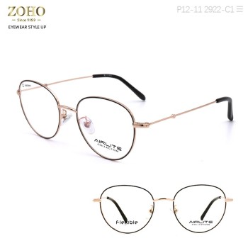 RETRO STYLE METAL OPTICAL FRAME WITH TR TEMPLE TIP FOR UNISEX AIRLITE BRAND