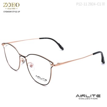 RETRO STYLE METAL OPTICAL FRAME WITH TR TEMPLE TIP FOR UNISEX AIRLITE BRAND