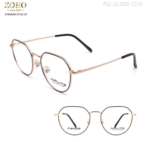 RETRO STYLE METAL OPTICAL FRAME WITH TR TEMPLE TIP FOR UNISEX AIRLITE BRAND