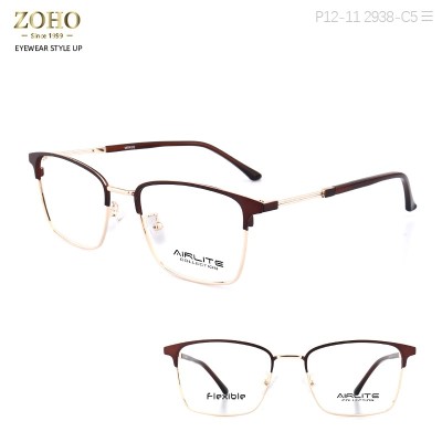 GLASSES CUSTOMIZED RETRO STYLE METAL OPTICAL FRAME WITH TR TEMPLE TIP FOR UNISEX