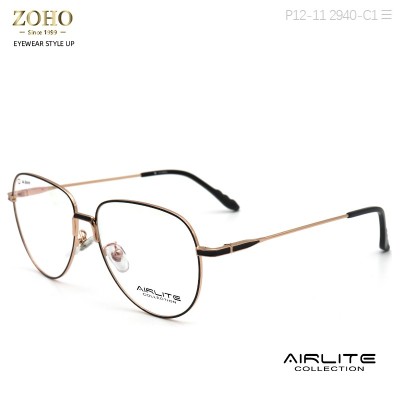 RETRO STYLE METAL OPTICAL FRAME WITH TR TEMPLE TIP FOR UNISEX AIRLITE BRAND