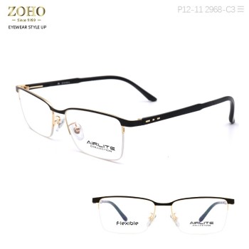 RETRO STYLE METAL OPTICAL FRAME WITH TR TEMPLE TIP FOR UNISEX AIRLITE BRAND