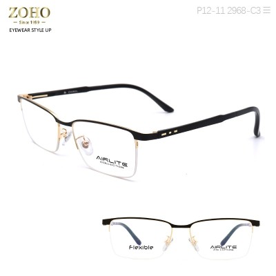 RETRO STYLE METAL OPTICAL FRAME WITH TR TEMPLE TIP FOR UNISEX AIRLITE BRAND