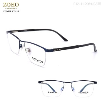 RETRO STYLE METAL OPTICAL FRAME WITH TR TEMPLE TIP FOR UNISEX AIRLITE BRAND
