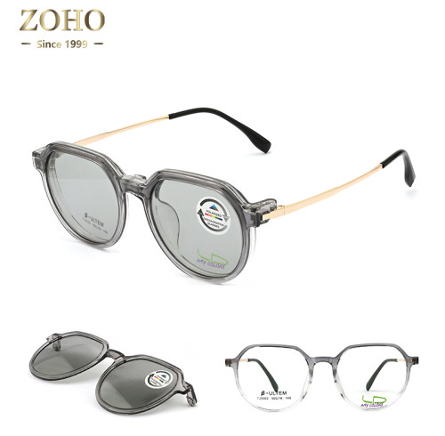 Clear Design Big Frames Eyewear Manufacturer TR Clip on Luxury Eyeglasses