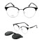 Red Color Wholesale Eyeglasses Metal Fashion Vintage Eyebrown Style Custom Ultem Optical Frames Clip On Sunglasses